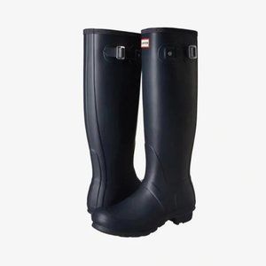 Black Matte Hunter Original Tall Classic Rubber Rain Boots Women's 9